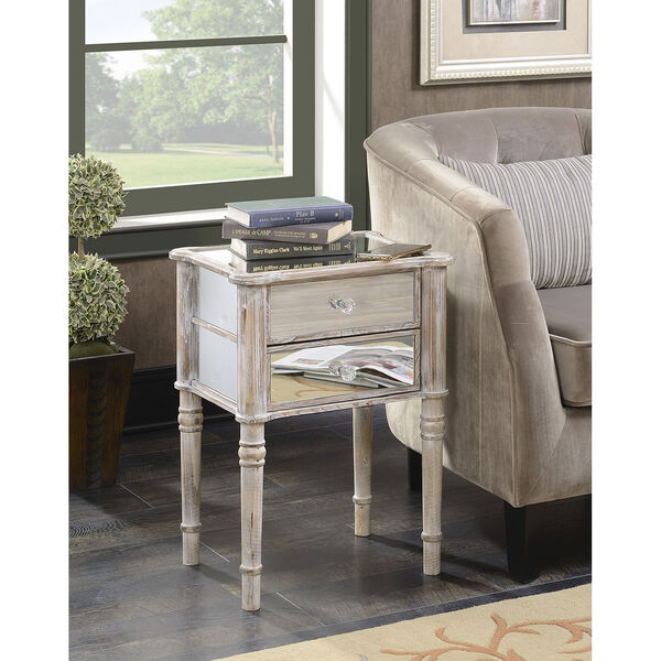 Gold Coast Mayfair Weathered White / Mirror End Table, image 1