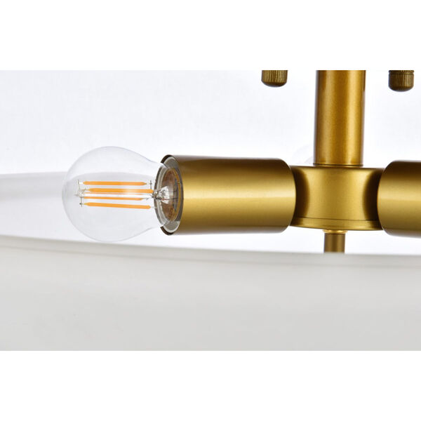 Jeanne Brass and Frosted White Three-Light Semi-Flush Mount, image 5
