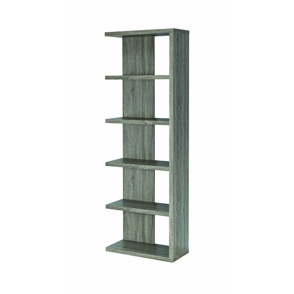 Weathered Grey 5-Tier Semi-Backless Bookcase, image 4