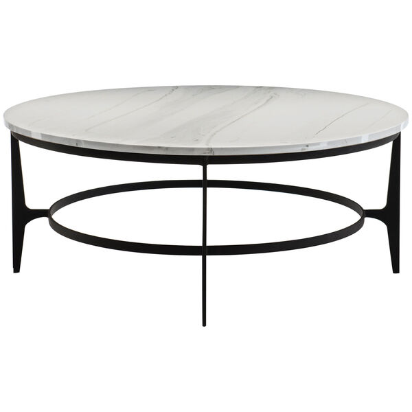 Freestanding Occasional Blackened and Marble Faux Marble and Solid Steel Cocktail Table, image 1
