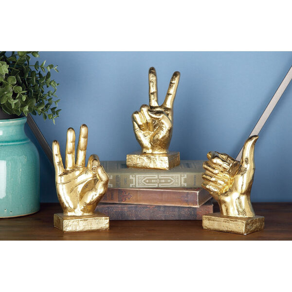 Gold Polystone Hand Sculptures, Set of 3, image 4