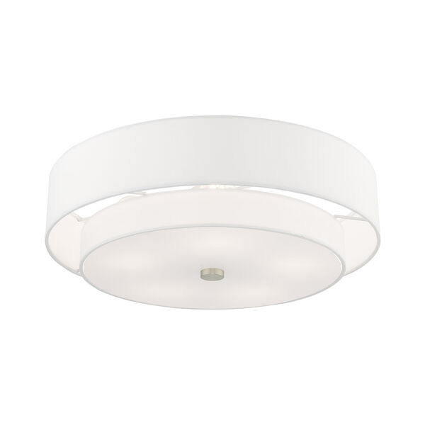 Meridian Brushed Nickel 22-Inch Five-Light Ceiling Mount with Hand Crafted Off-White Hardback Shade, image 4