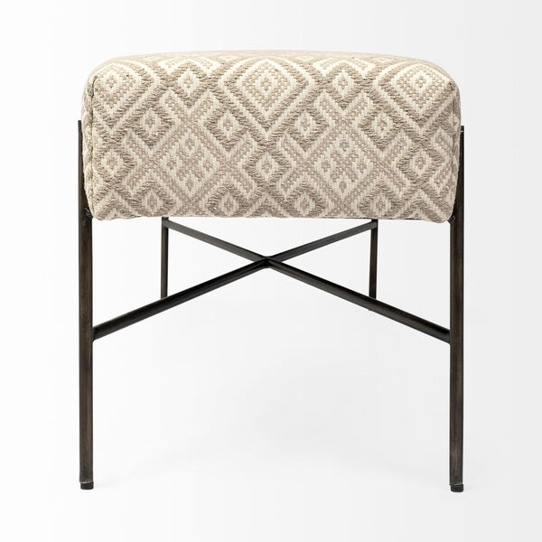 Avery II Off-White Upholstered Patterned Seat Bench, image 5