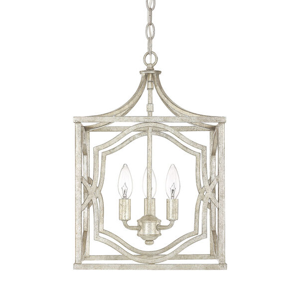 Blakely Antique Silver Three-Light Foyer Fixture, image 1
