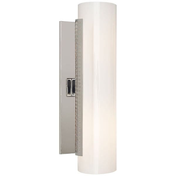 Precision Cylinder Sconce in Polished Nickel with White Glass by Kelly Wearstler, image 1