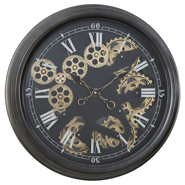 Black and Gold 21-Inch Paris II Gear Clock, image 1