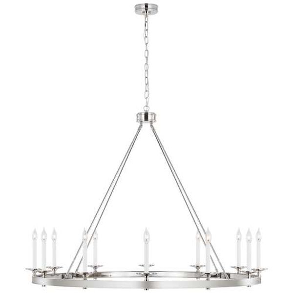 Launceton Polished Nickel 12-Light Grande Ring Chandelier by Chapman and Myers, image 1