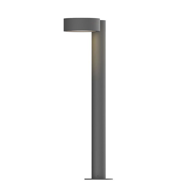 Inside-Out REALS Textured Gray 22-Inch LED Bollard with Plate Lens and Plate Cap with Frosted White Lens, image 1