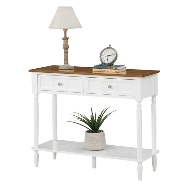 French Country Two Drawer Hall Table in Driftwood and White, image 8