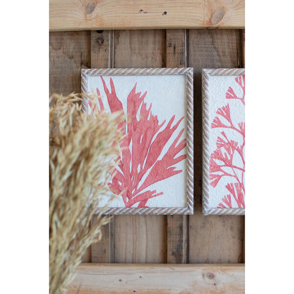 Coral Prints with Wooden Frames, Set of Four, image 2