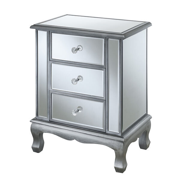 Gold Coast Vineyard 3 Drawer Mirrored End Table, image 1