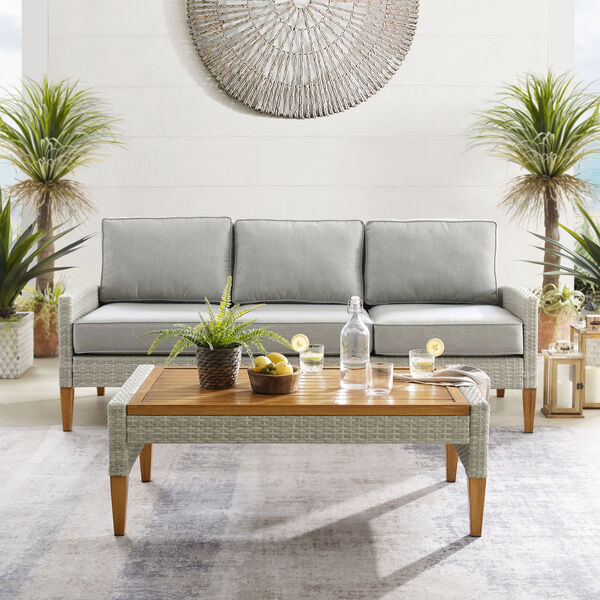 Capella Gray Outdoor Wicker Sofa with Coffee Table, image 4