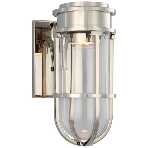 Gracie Tall Bracketed Sconce in Polished Nickel with Clear Glass by Chapman  and  Myers, image 1