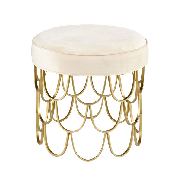 Sirene Beige and Off White Ottoman, image 1