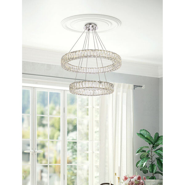 Monroe Chrome 28-Inch Integrated LED Double Ring Chandelier, image 2