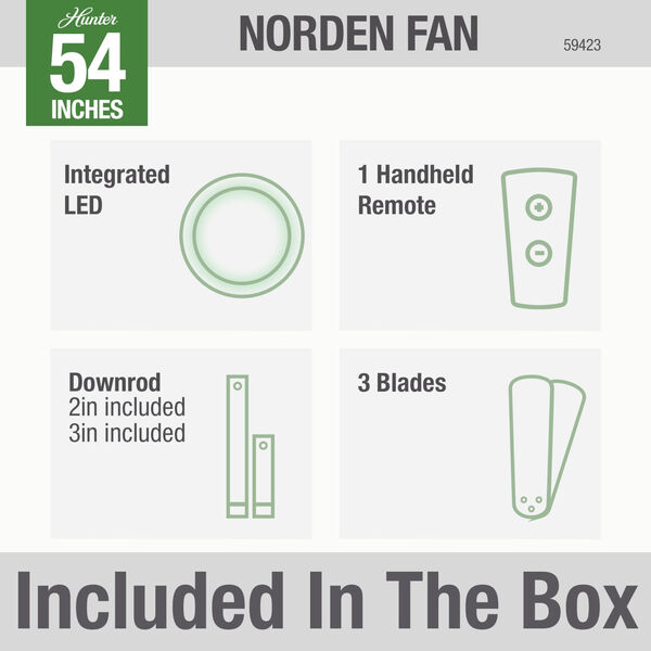 Norden Fresh White 54-Inch DC Motor LED Ceiling Fan, image 7