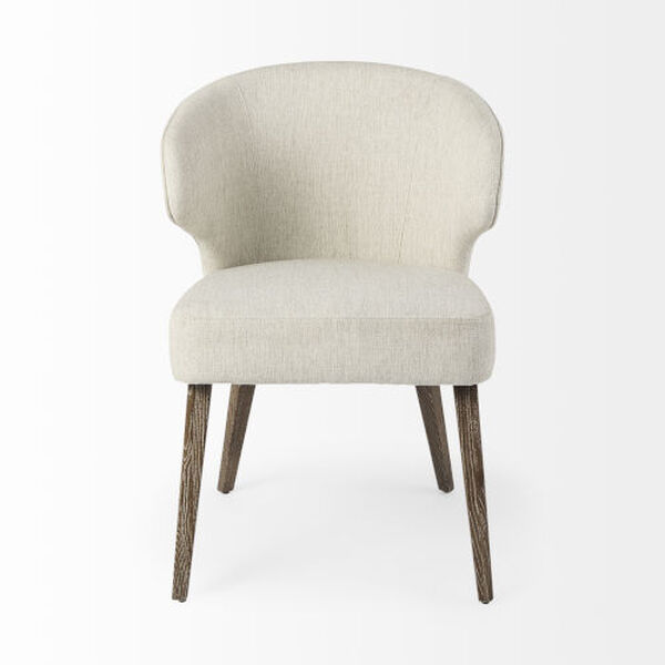 Niles Cream and Medium Brown Wingback Dining Chair, image 2