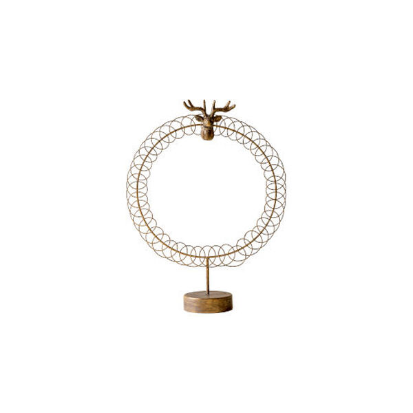Gold Antiqued Round Wire Christmas Card Holder, image 2