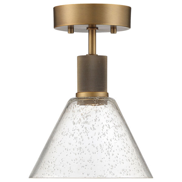 Port Nine Brass-Antique and Satin Outdoor Intergrated LED Semi-Flush with Clear Glass, image 2