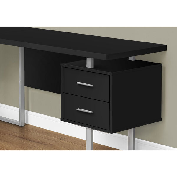 Black and Silver 71-Inch L-Shaped Computer Desk, image 3