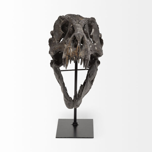 Jurassic Brown Resin Replica Tyrannosaurus Skull Decorative Object, image 2