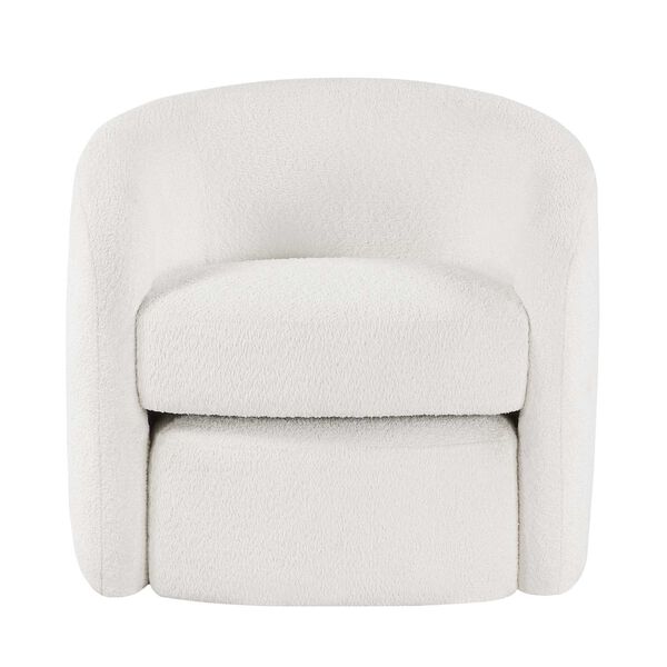 Silvie White Boucle Fabric Accent Chair with Ottoman, image 1