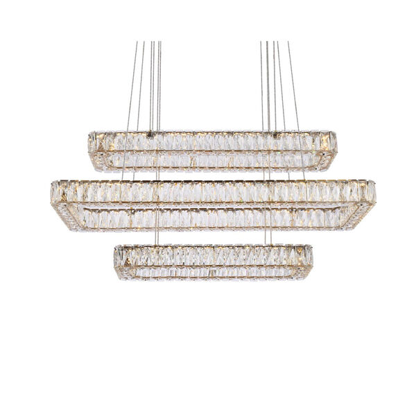Monroe Gold 42-Inch Integrated LED Triple Rectangle Pendant, image 3