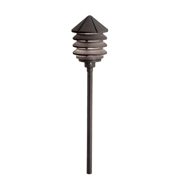 Six Groove Textured Architectural Bronze 9.5-Inch One-Light Landscape Tiered Path Light, image 2