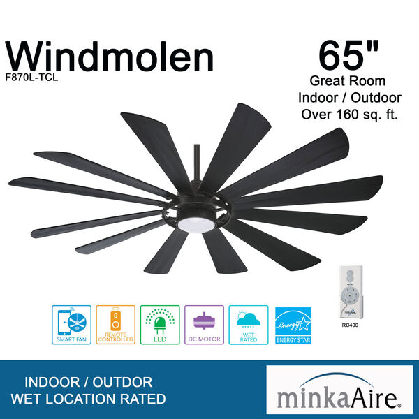 Windmolen Textured Coal 65-Inch LED Smart Ceiling Fan, image 7