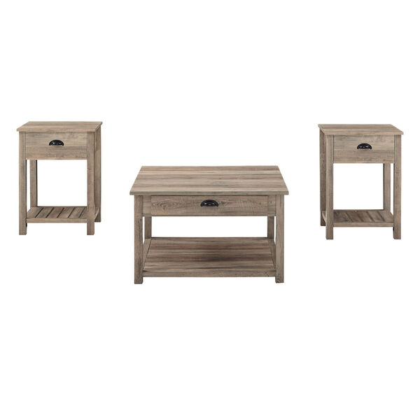 Grey Wash Coffee Table and Side Table Set, 3-Piece, image 5