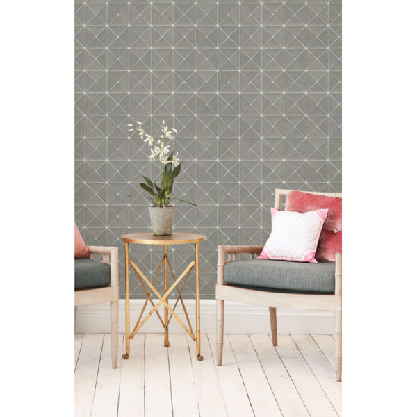 Geometric Resource Library Grey Dazzling Diamond Sisal Wallpaper, image 1