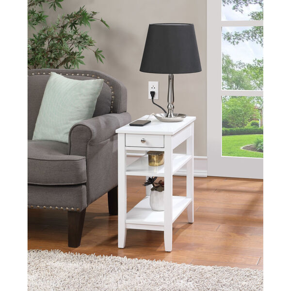 White American Heritage One Drawer Chairside End Table with Charging Station and Shelves, image 2