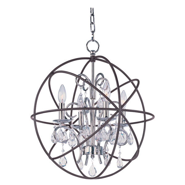 Orbit Anthracite and Polished Nickel Four Light Pendant, image 1