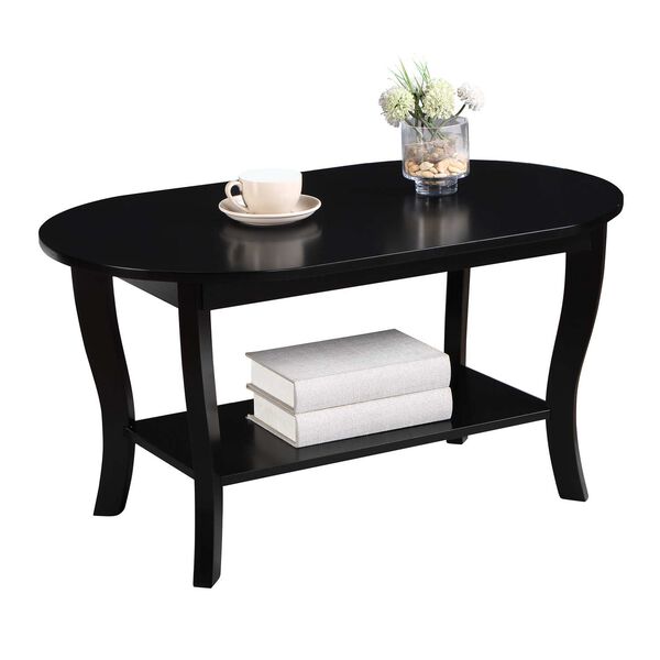 American Heritage Black Oval Coffee Table with Shelf, image 4