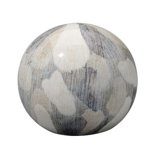Painted Cream White Black Ceramic 10-Inch Sphere, image 1