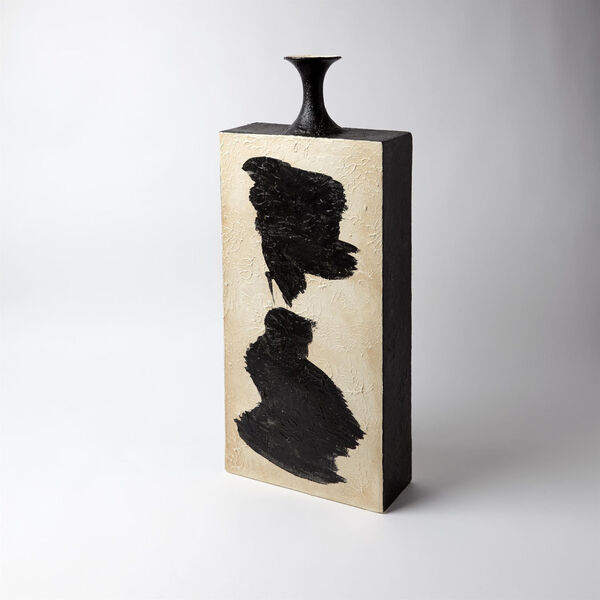 Studio A Home Cream and Black Tall Thetis Vase, image 2