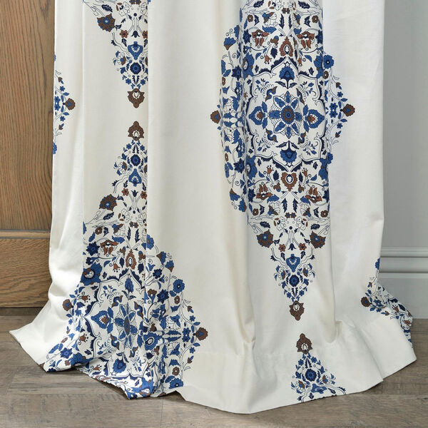 Kerala Blue Printed Cotton Twill Single Panel Curtain 50 x 84, image 5