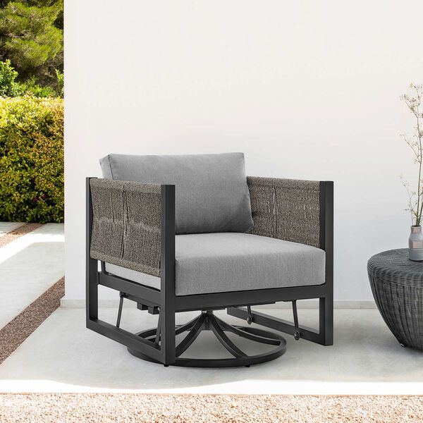 Cuffay Black Outdoor Swivel Chair, image 4