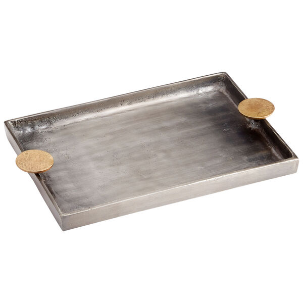Silver and Gold 16-Inch Obscura Tray, image 1