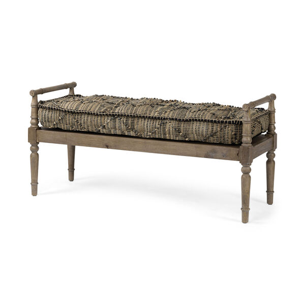 Fullerton II Brown and Gray Jute Patterned Accent Bench, image 1