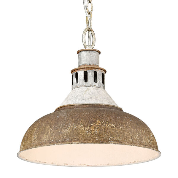 Kinsley Aged Galvanized Steel 14-Inch One-Light Pendant with Antique Rust Shade, image 1