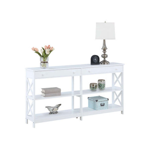 Oxford White Two-Drawer Console Table with Shelves, image 3
