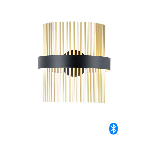 Chimes Black and Satin Brass LED Smart Home Wall Sconce, image 1