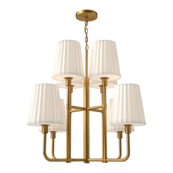 Plisse Eight-Light Chandelier with Opal Glass, image 1
