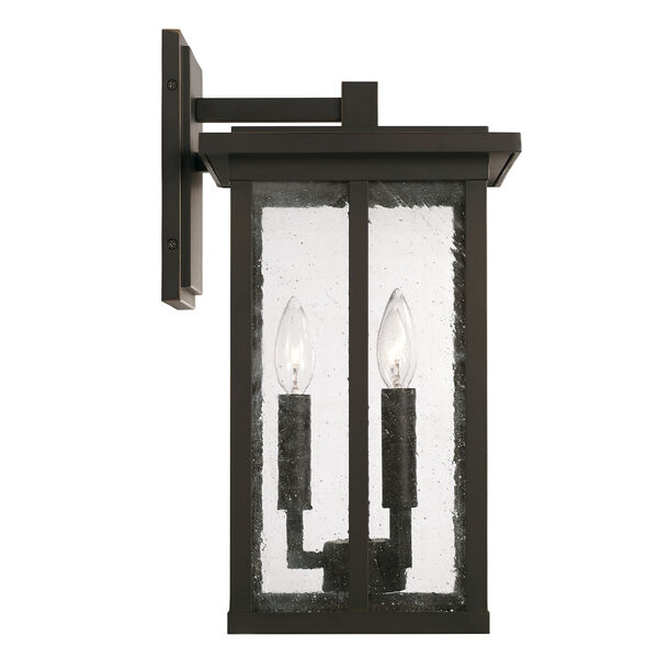 Barrett Oiled Bronze Three-Light Outdoor Wall Lantern with Antiqued Glass, image 4