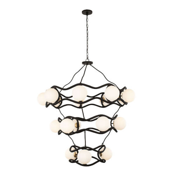 Black Betty Carbon French Gold 18-Light Three-Tier Chandelier, image 1