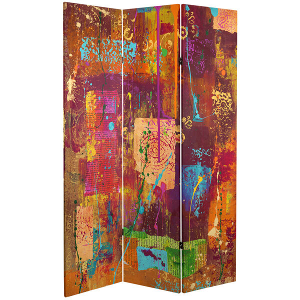 6 ft. Tall India Double Sided Canvas Room Divider, image 1