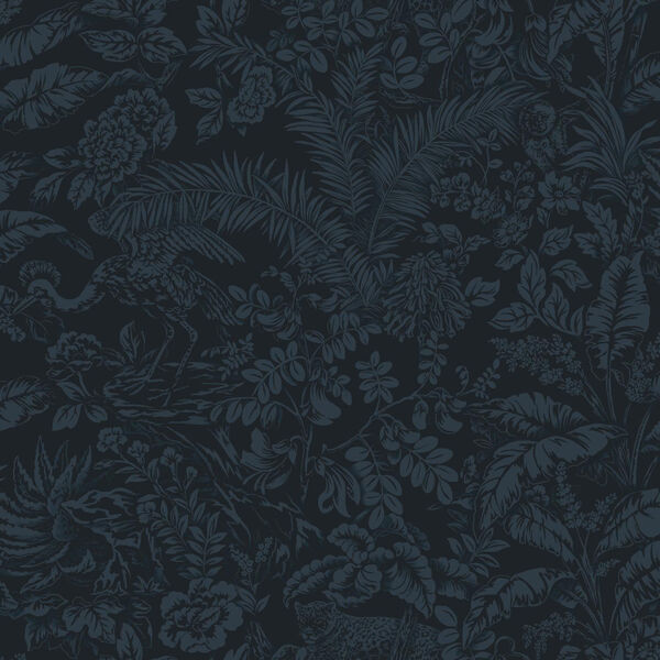 Outdoors In Botanical Sanctuary Midnight Wallpaper - SAMPLE SWATCH ONLY, image 1
