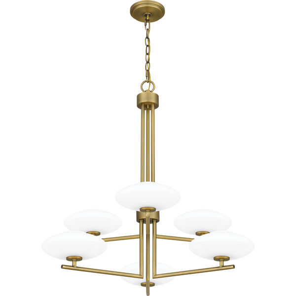 Chenal Aged Brass and White Six-Light Chandelier, image 6