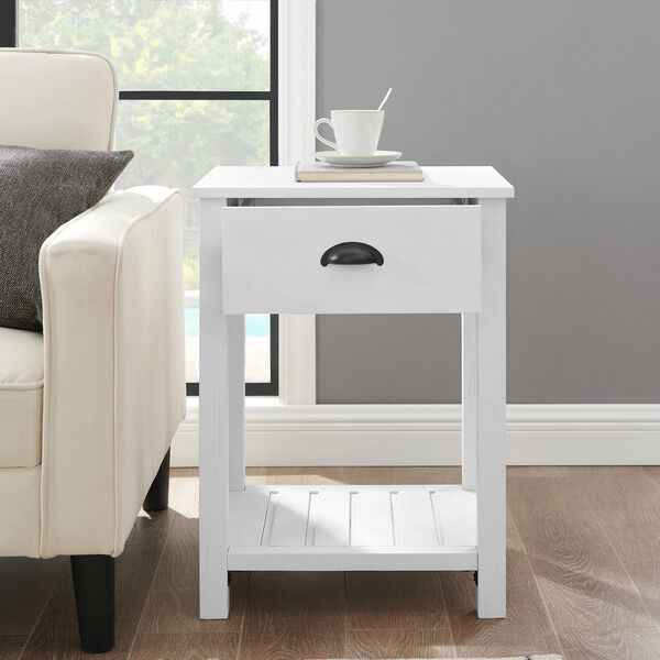Brushed White Single Drawer Side Table, Set of Two, image 3